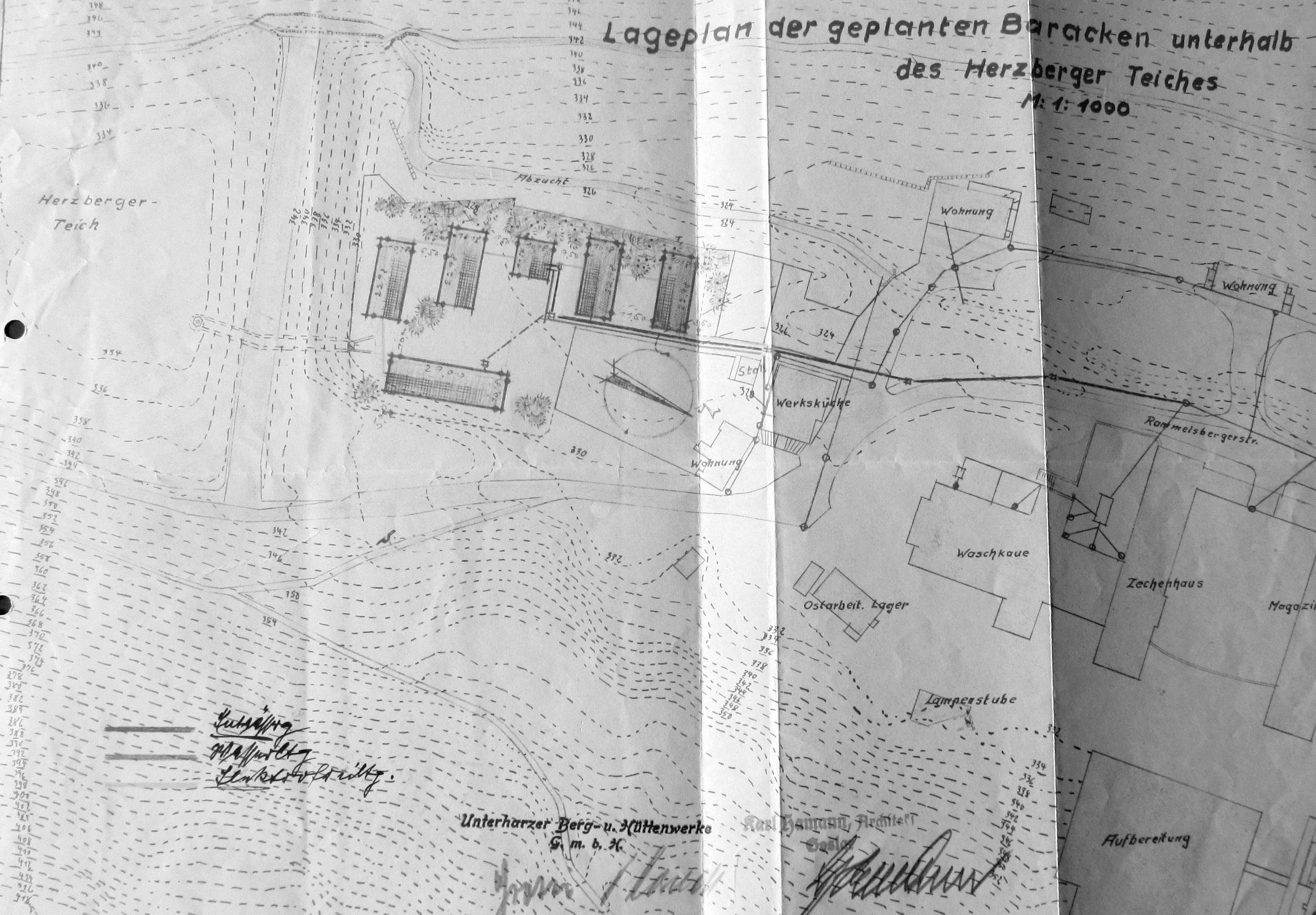 Lageplan der geplanten Zwangsarbeiterbaracken des Lagers Wintertal